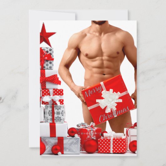 Cartes Pour Fêtes Annuelles Joyeux Noël SlipperyJoe cadeau blanc rouge argent (Devant)