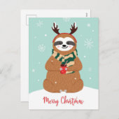 Cartes Pour Fêtes Annuelles Joyeux Noël Sloth (Devant / Derrière)