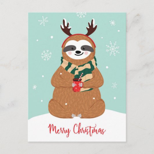Cartes Pour Fêtes Annuelles Joyeux Noël Sloth (Devant)