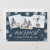 Cartes Pour Fêtes Annuelles Joyeux Noël | Snowflake 3 Photo Collage (Devant)