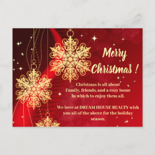 Cartes Pour Fêtes Annuelles Joyeux Noël Snowflake Immobilier