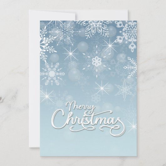 Cartes Pour Fêtes Annuelles Joyeux Noël Snowflakes Blanc bleu salutation (Devant)