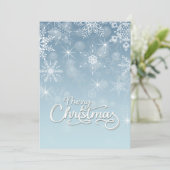 Cartes Pour Fêtes Annuelles Joyeux Noël Snowflakes Blanc bleu salutation (Debout devant)