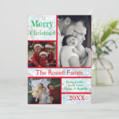 Cartes Pour Fêtes Annuelles Joyeux Noël Snowflakes Collage 3 Photos (Debout devant)