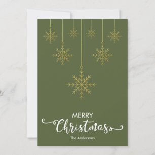 Cartes Pour Fêtes Annuelles Joyeux Noël Snowflakes Dark Olive Green