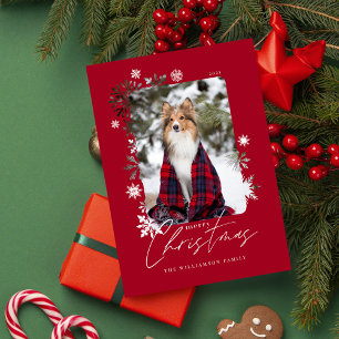 Cartes Pour Fêtes Annuelles Joyeux Noël Snowflakes d'hiver Photo famille