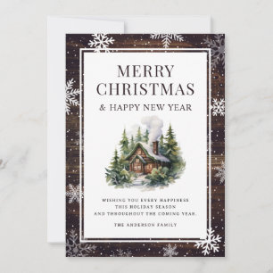 Cartes Pour Fêtes Annuelles Joyeux Noël Snowflakes Log Cabine