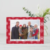 Cartes Pour Fêtes Annuelles Joyeux Noël Snowflakes Photo Rouge (Debout devant)