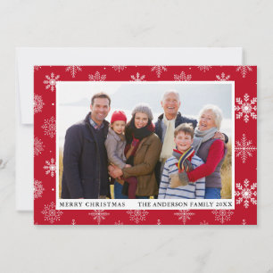 Cartes Pour Fêtes Annuelles Joyeux Noël Snowflakes Photo Rouge