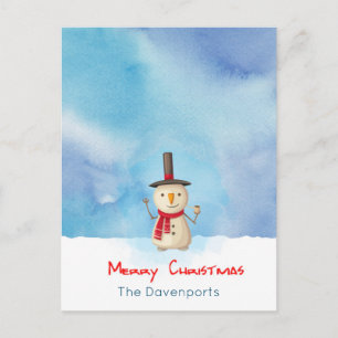 Cartes Pour Fêtes Annuelles Joyeux Noël Snowman Agitant Et Souriant