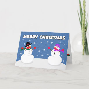 Cartes Pour Fêtes Annuelles Joyeux Noël Snowman Couple dans les masques de vis