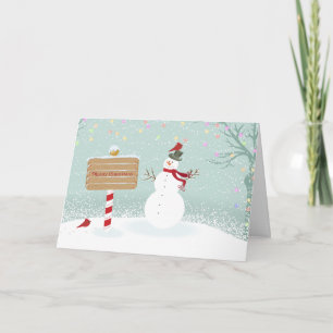 Cartes Pour Fêtes Annuelles Joyeux Noël Snowman Scene hiver Noël Fête de Noël