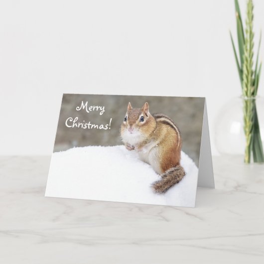 Cartes Pour Fêtes Annuelles Joyeux Noël Snowy Chipmunk (Devant)