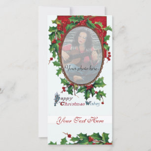 CARTES POUR FÊTES ANNUELLES JOYEUX NOËL SOUHAITE AVEC HOLLY BERRIES