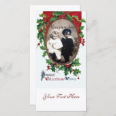 CARTES POUR FÊTES ANNUELLES JOYEUX NOËL SOUHAITE AVEC HOLLY BERRIES (Devant / Derrière)
