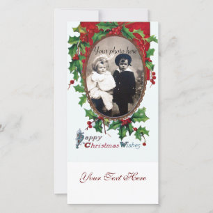 CARTES POUR FÊTES ANNUELLES JOYEUX NOËL SOUHAITE AVEC HOLLY BERRIES