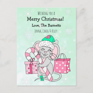 Cartes Pour Fêtes Annuelles Joyeux Noël Souris Mignonne