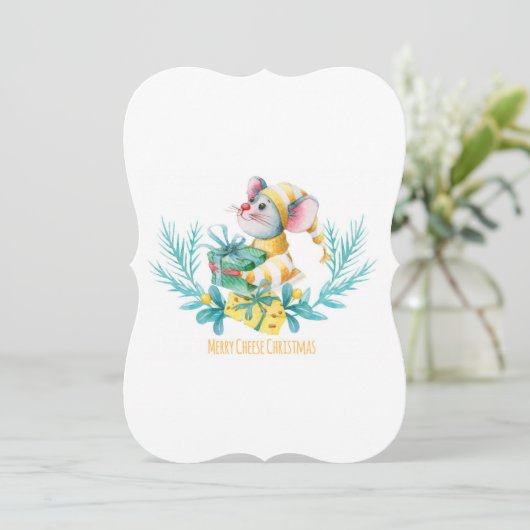 Cartes Pour Fêtes Annuelles Joyeux Noël Souris Simple mignonne Noël (Debout devant)