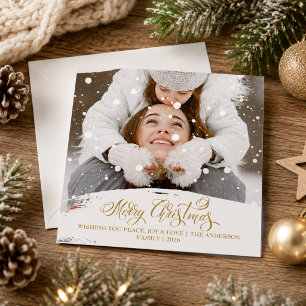 Cartes Pour Fêtes Annuelles Joyeux Noël Superposition de Chute de Neige Photo