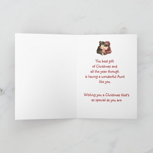 Cartes Pour Fêtes Annuelles Joyeux Noël Tante Meilleur Cadeau Ourson Mignon (Intérieur)