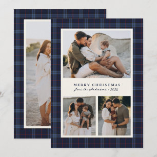 Cartes Pour Fêtes Annuelles Joyeux Noël Tartan Plaid Famille Photo Collage