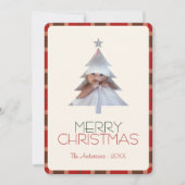 Cartes Pour Fêtes Annuelles Joyeux Noël Tartan Plaid Photo (Devant)