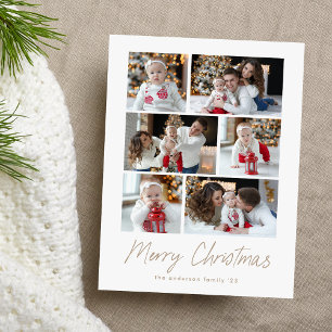 Cartes Pour Fêtes Annuelles Joyeux Noël Taupe Script 6 Photo Collage