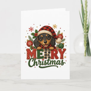 Cartes Pour Fêtes Annuelles Joyeux Noël teckel mignon