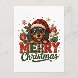 Cartes Pour Fêtes Annuelles Joyeux Noël teckel mignon