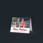 Cartes Pour Fêtes Annuelles Joyeux Noël tendance police rouge photo de famille<br><div class="desc">A modern brush font typographiy for this personalizable holiday photo cards collection.</div>