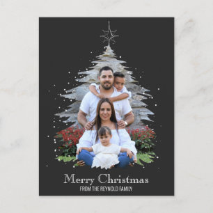 Cartes Pour Fêtes Annuelles Joyeux Noël tendance Silhouette Photo Grey