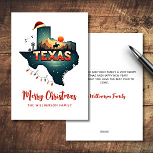 Cartes Pour Fêtes Annuelles Joyeux Noël Texas State Retro Personnalisé
