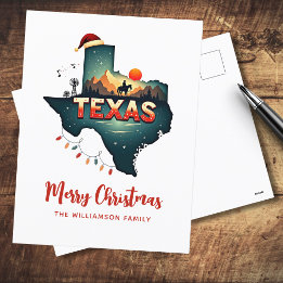 Cartes Pour Fêtes Annuelles Joyeux Noël Texas State Retro Personnalisé