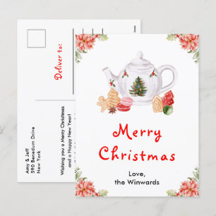 Cartes Pour Fêtes Annuelles Joyeux Noël Thé de Noël Rouge Joyeux Noël