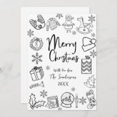 Cartes Pour Fêtes Annuelles Joyeux Noël tiré à la main (Devant / Derrière)