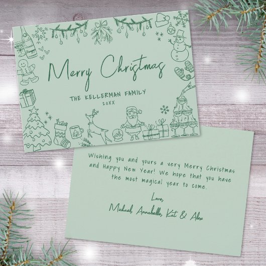 Cartes Pour Fêtes Annuelles Joyeux Noël tiré main