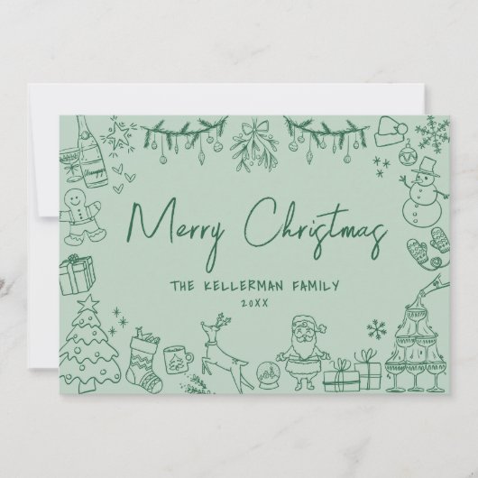 Cartes Pour Fêtes Annuelles Joyeux Noël tiré main (Devant)