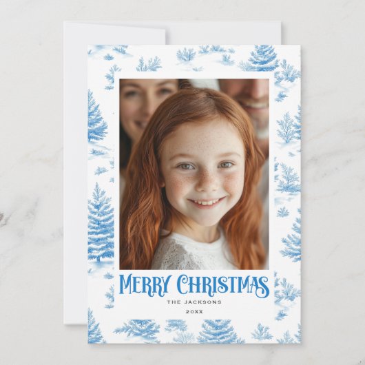 Cartes Pour Fêtes Annuelles Joyeux Noël Toile Bleue Conception de vacances (Devant)