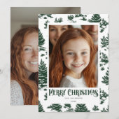 Cartes Pour Fêtes Annuelles Joyeux Noël Toile verte Conception de vacances (Devant / Derrière)