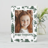 Cartes Pour Fêtes Annuelles Joyeux Noël Toile verte Conception de vacances (Debout devant)