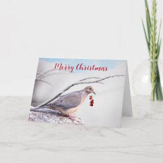 Cartes Pour Fêtes Annuelles Joyeux Noël Tourterelle triste et Baies Rouges