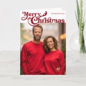 Cartes Pour Fêtes Annuelles Joyeux Noël traditionnel Photo Rouge Plaid à l'int (Devant)