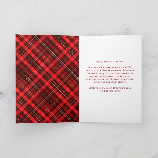Cartes Pour Fêtes Annuelles Joyeux Noël traditionnel Photo Rouge Plaid à l'int (Intérieur)