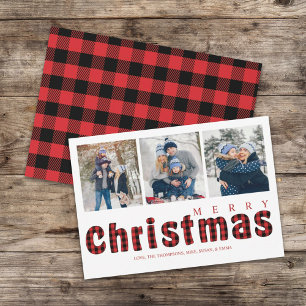 Cartes Pour Fêtes Annuelles Joyeux Noël traditionnel simple Buffalo Check