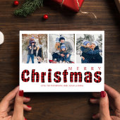 Cartes Pour Fêtes Annuelles Joyeux Noël traditionnel simple Buffalo Check