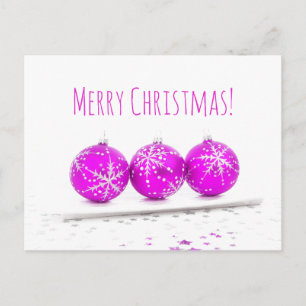 Cartes Pour Fêtes Annuelles Joyeux Noël Trois Baubles Star Hot rose blanc