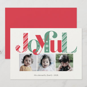 Cartes Pour Fêtes Annuelles Joyeux Noël Trois Photo Rouge Vert