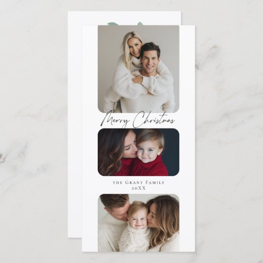 Cartes Pour Fêtes Annuelles Joyeux Noël Trois Photo Vacances (Devant / Derrière)