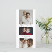 Cartes Pour Fêtes Annuelles Joyeux Noël Trois Photo Vacances (Debout devant)