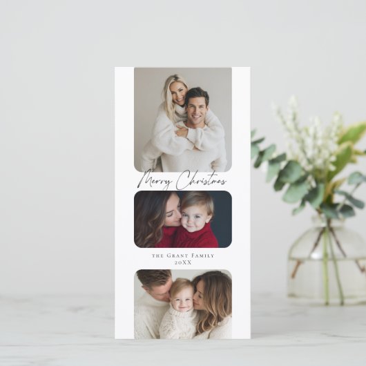 Cartes Pour Fêtes Annuelles Joyeux Noël Trois Photo Vacances (Debout devant)